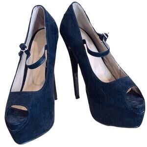 Forever 21 platform stilettos fabric micro suede size 7.5 all man made materials